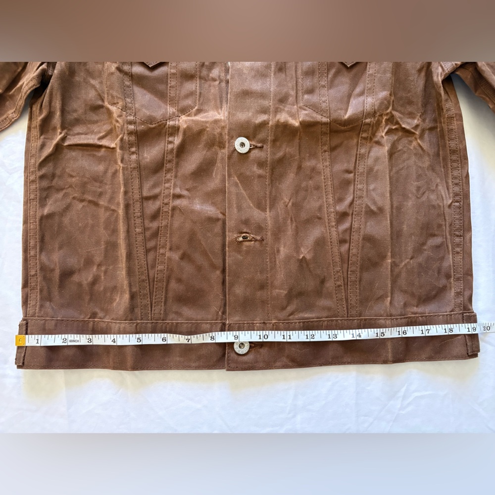 NWOT-Carre Label Brown Waxed Cotton Workwear Utility Jacket Vintage Style - Picture 11 of 13